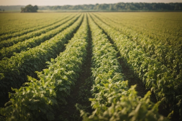 Foto campo agrícola com plantas cultivadas para colheita de alimentos