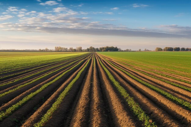 Campo agrícola fértil agricultores diligentes Vida y trabajo en armonía IA generativa