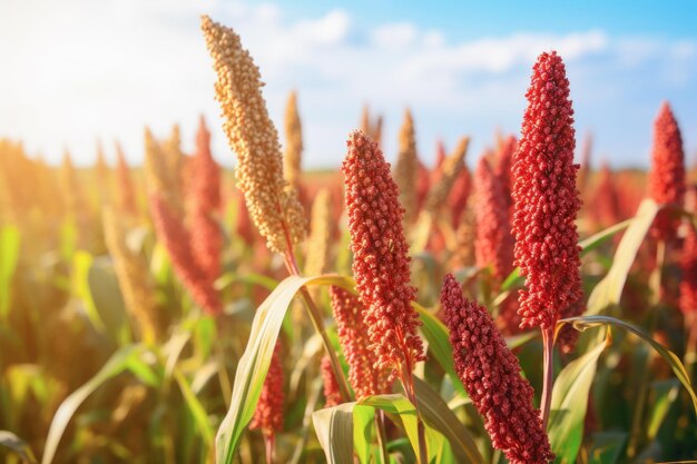 Foto campo agrícola de sorgo o jowar