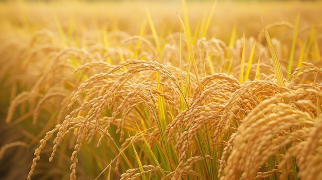 Foto campo de arroz listo ia generativa