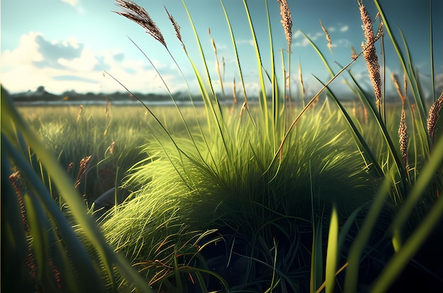 un campo de arte digital de hierba alta