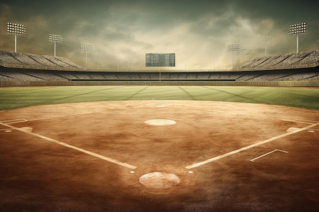 Campo de béisbol estadio deporte concepto ilustración digital IA generativa