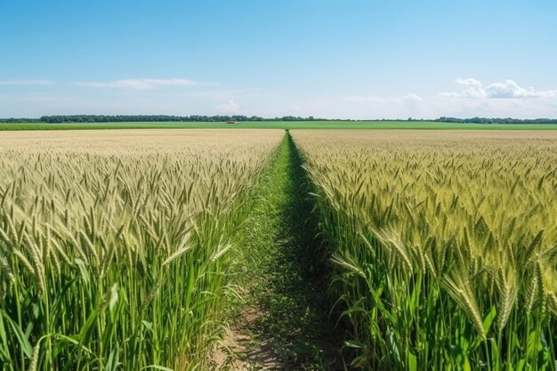 el campo de cebada y el campo de centeno uno al lado del otro la rotación de cultivos puede mantener la fertilidad del suelo el paisaje rural