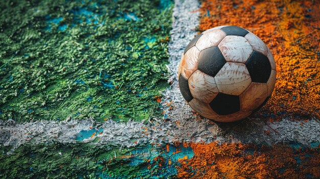 Un campo de césped artificial con líneas blancas se muestra en este fondo de fútbol