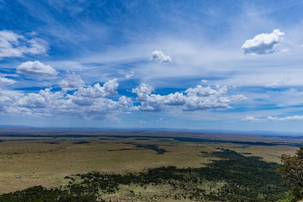 un campo con un cielo que tiene nubes en él