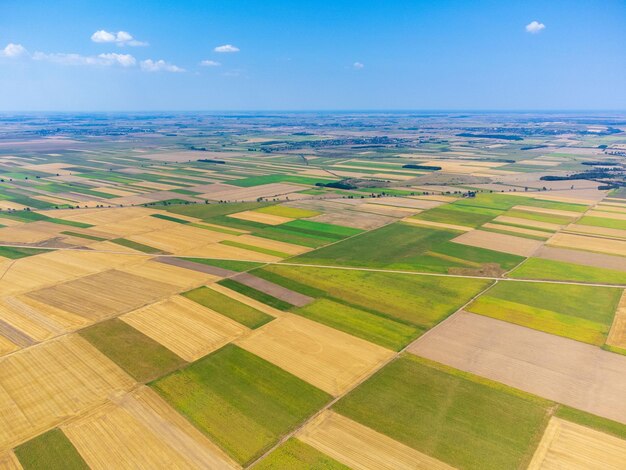 Foto campo com muitas parcelas cultivadas vistas de cima