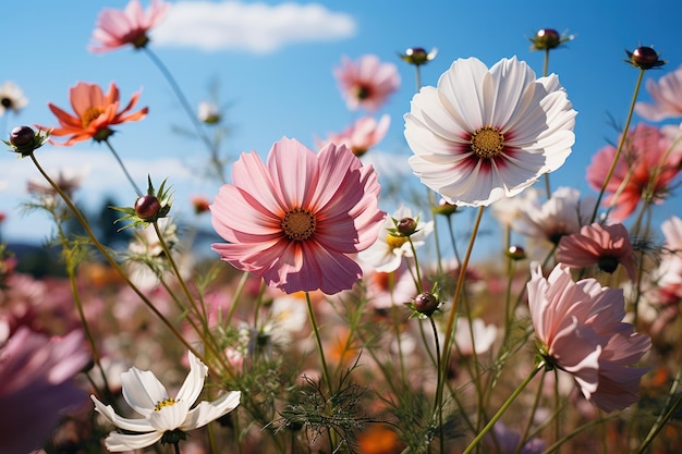 Campo de cosmos flores