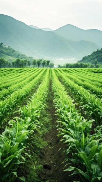 Campo de agricultura de milho verde