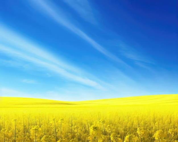 Campo de canola e céu azul