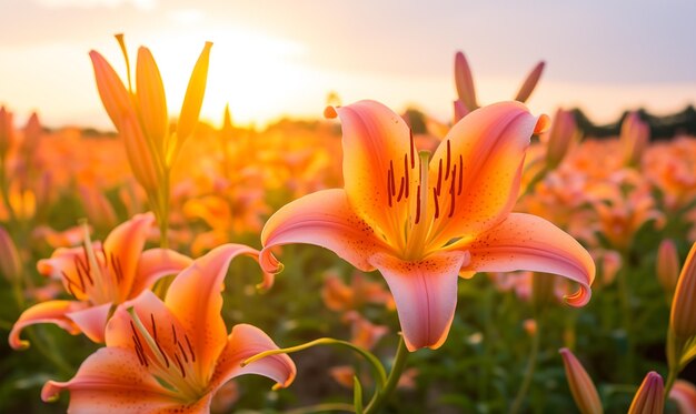 Foto campo de flores de lírio