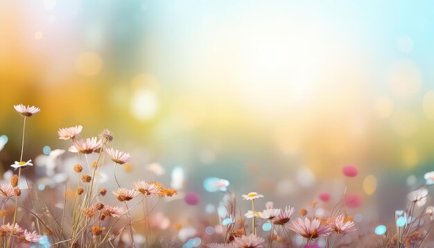 Campo de Flores de Verão com Espaço para Texto conceito de primavera