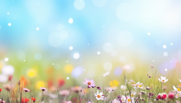 Foto campo de flores de verão com espaço para texto conceito de primavera