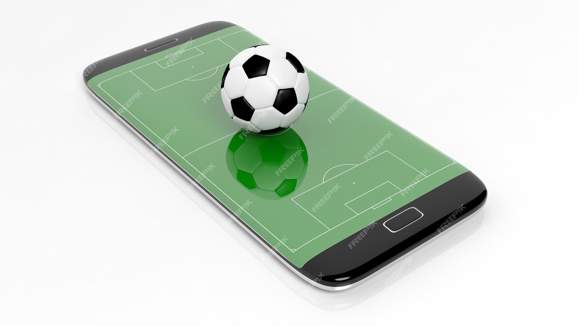 Vetores de Smartphone Com Campo De Futebol E Bola De Futebol