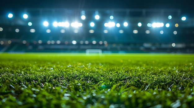 Campo de futebol com luzes de fundo