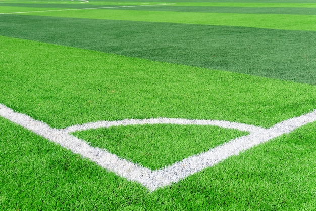 Campo de futebol e céu nublado. campo verde.