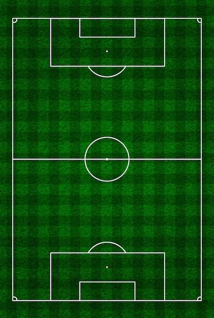 Campo de futebol ou futebol ou vista superior do campo com marcações e proporções adequadas de acordo com os padrões