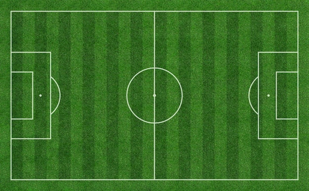 Campo de futebol verde ou vista superior do campo de futebol com textura de grama realista, campo de futebol realista