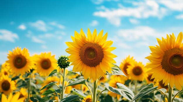Campo de girassóis em flor no sol isolado em