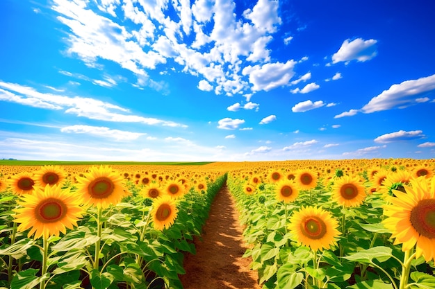 Foto campo de girassóis em flor