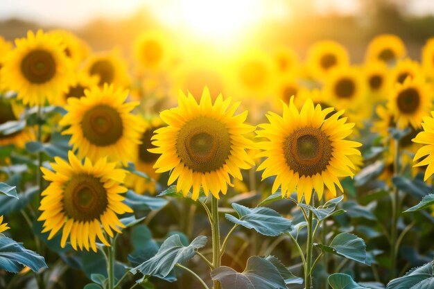 campo de girassóis voltados para o sol irradiando positividade e otimismo