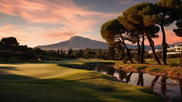 campo de golfe em Marbella ao pôr do sol