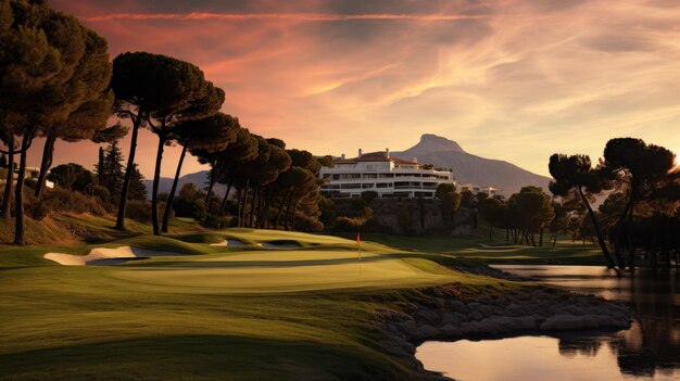 campo de golfe em Marbella ao pôr do sol