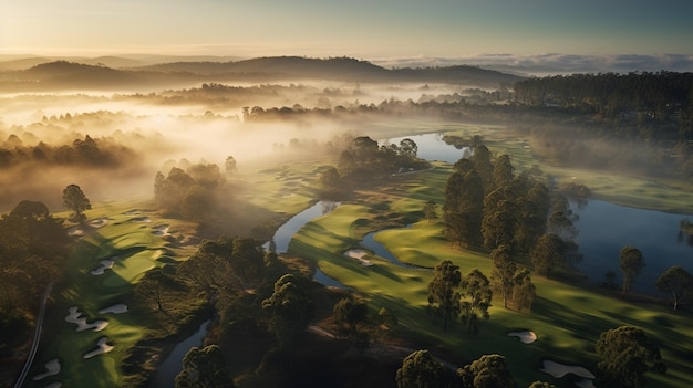 campo de golfe pela manhã pela manhã