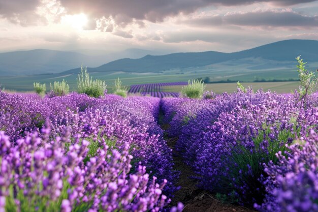 Campo de lavanda à luz do sol