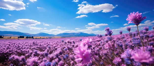 Campo de lavanda contra o céu azul gerado por IA