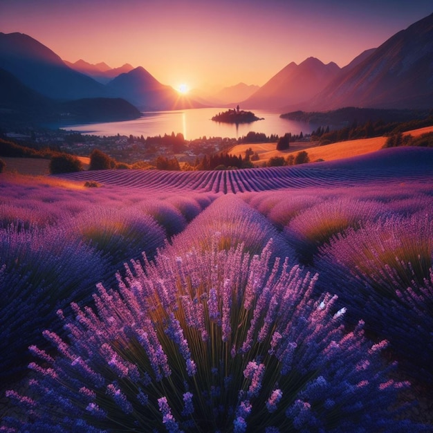 Campo de lavanda foto realista