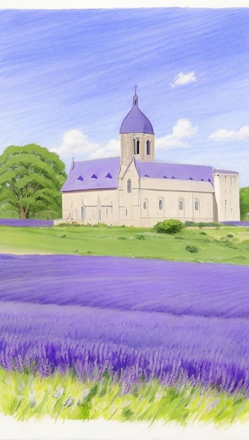 Campo de lavanda roxo colorido Uma sinfonia serena da beleza da natureza