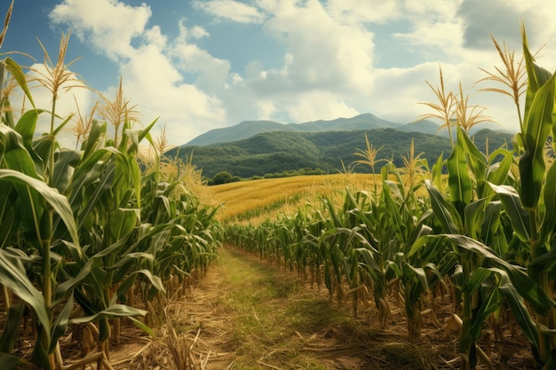 campo de milho verde pela manhã