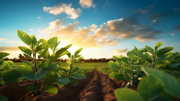 Foto campo de plantas verdes jovens