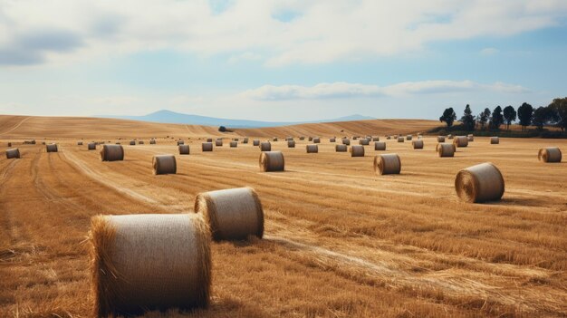 Foto campo de rolos de feno na toscana, itália