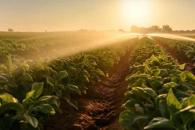 Campo de tabaco está sendo colhido pela manhã