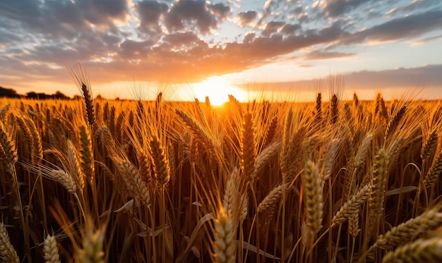 Campo de trigo ao nascer do sol criado usando ferramentas de IA generativas