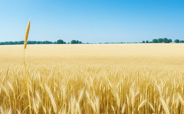 Campo de trigo contra um céu azul