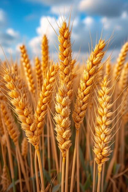 Campo de trigo dourado num dia ensolarado