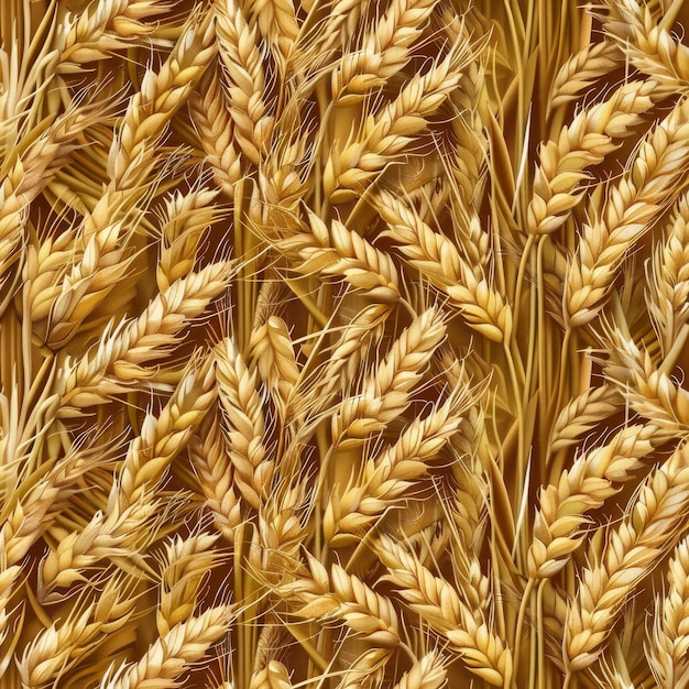 Campo de trigo padrão sem costura orelhas de cevada douradas azulejos fundo cereais amadurecendo paisagem