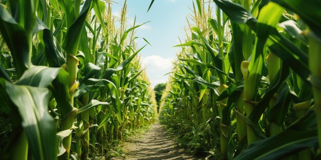 Campo ecológico de maíz Vegetarianismo Foto de alta calidad IA generativa