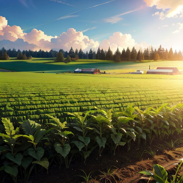 campo de espigas de plantas de agricultura en la naturaleza