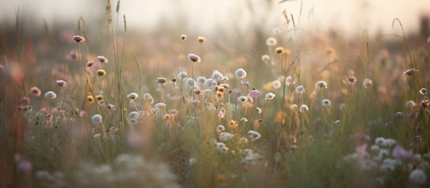 Un campo de flores al sol.