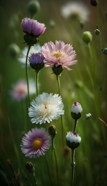 Un campo de flores al sol.