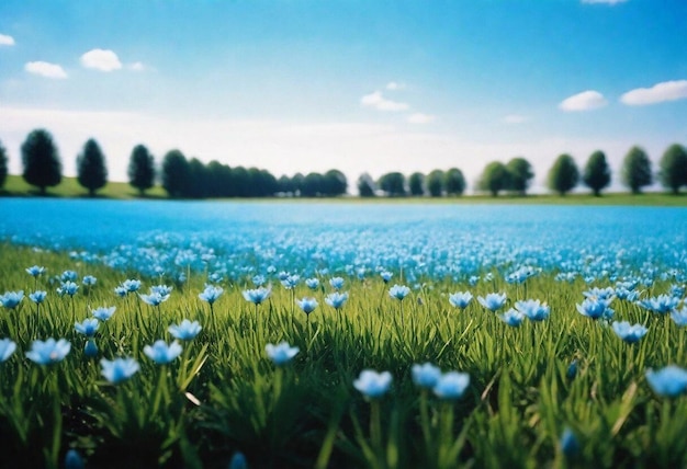 Foto un campo de flores azules