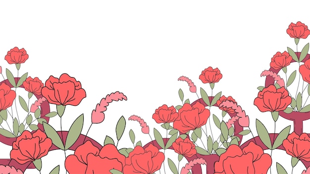 Campo de flores borde png fondo transparente