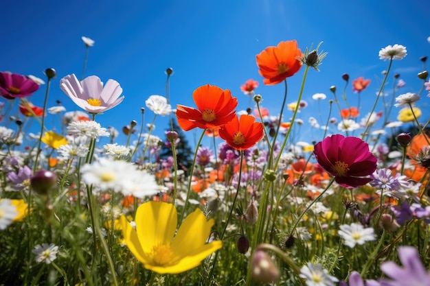 un campo de flores de colores