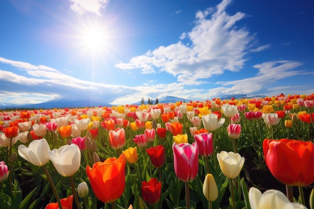 un campo de flores de colores