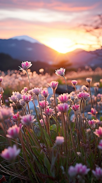 Campo de flores por la mañana