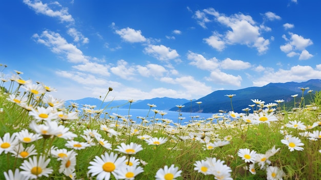 Foto campo de flores de margarita en verano