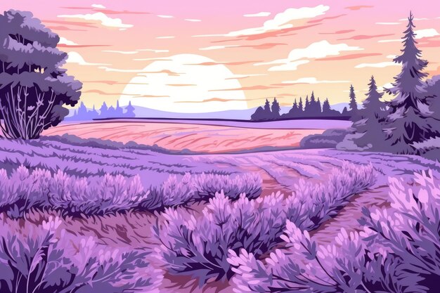Foto campo de flores naturaleza verano francia campo púrpura puesta de sol belleza del paisaje
